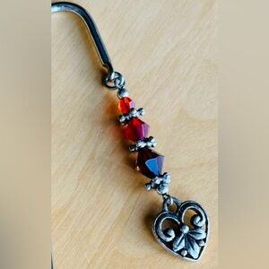 Silver Heart Charm Bookmark